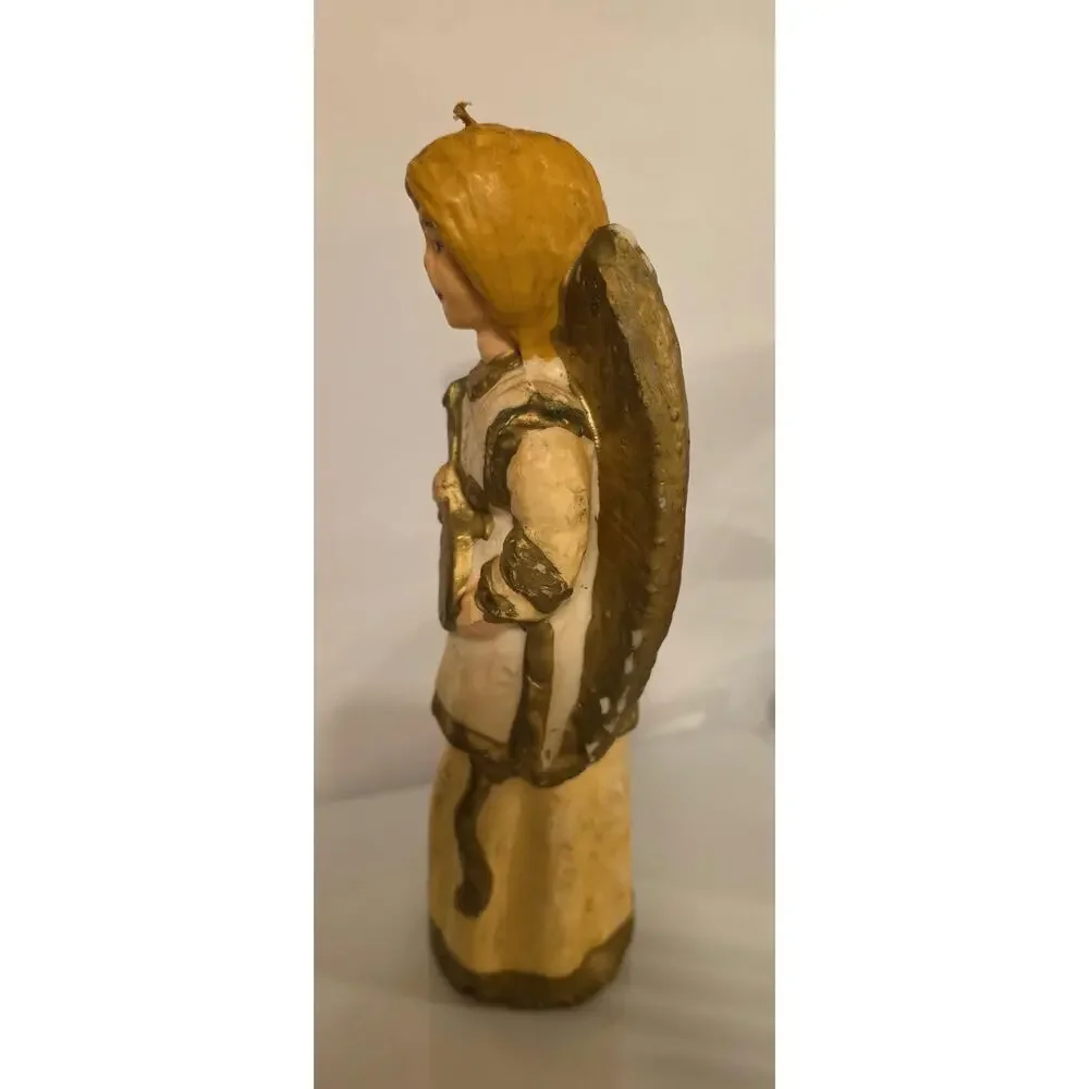 Large vintage Angel cream and gold unused candle HTF